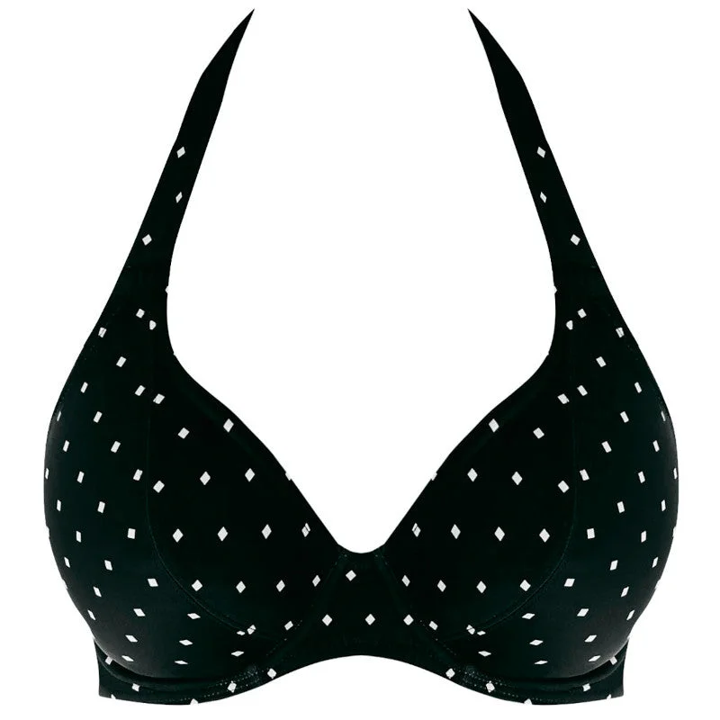 Quick-Dry Cover-Up FemaleJewel Cove Halter Bikini Top Black Diamond Print - Freya Swim