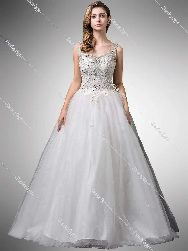 Laced DressDancing Queen Bridal - 105 Beaded V-Neck Wedding Dress