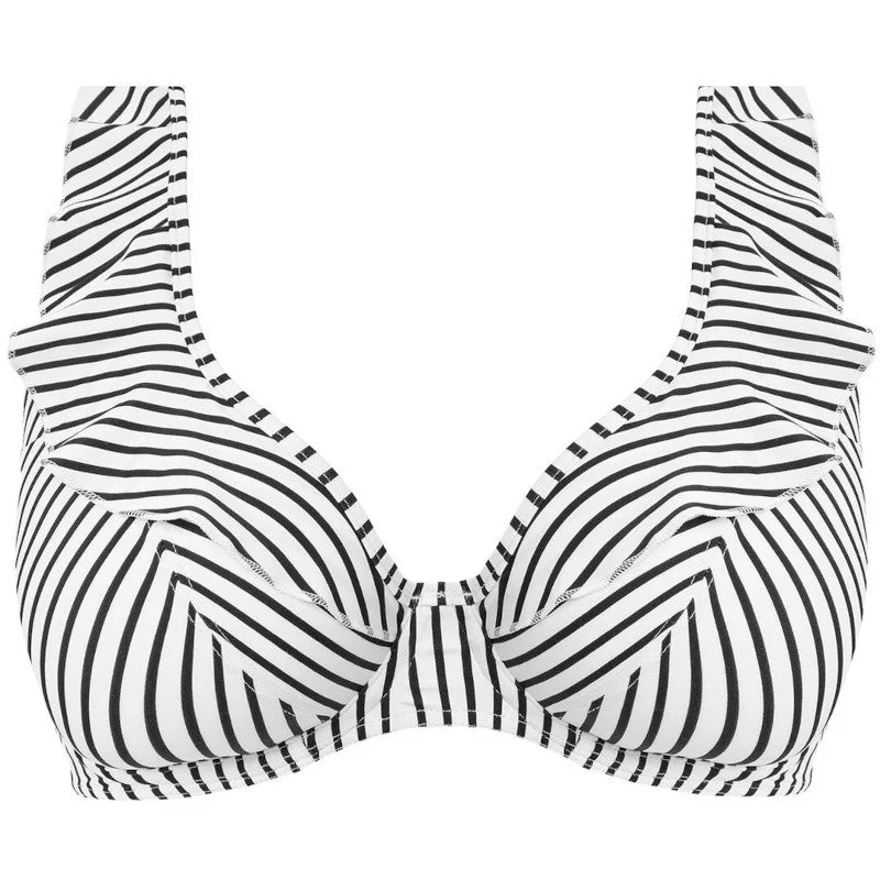 Laced-Up Female SwimwearJewel Cove High Apex Bikini Top Stripe Black - Freya Swim