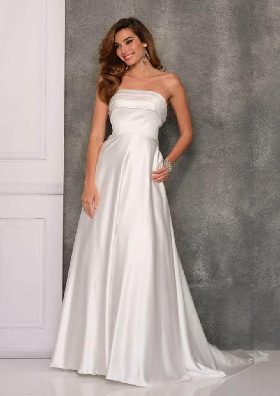 women's luxury dressesDave & Johnny Bridal A10652 - Strapless Straight Across Neck Wedding Dress