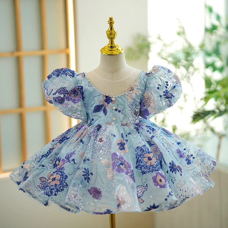 Silk DressCute Girls  Dress First Birthday Flower Girls Party Princess Dress