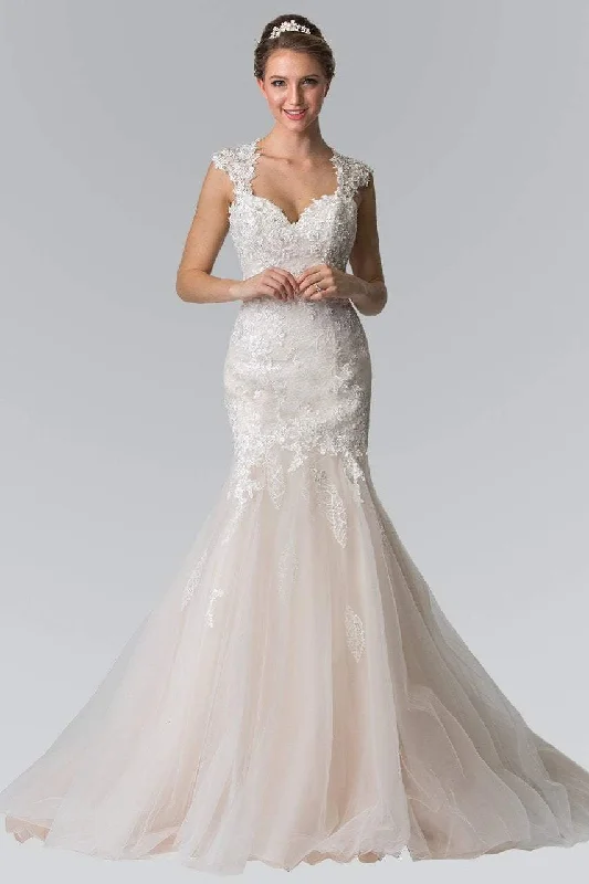 women's sheath dressesElizabeth K Bridal - GL2367 Beaded Lace Sweetheart Organza Mermaid Wedding Gown