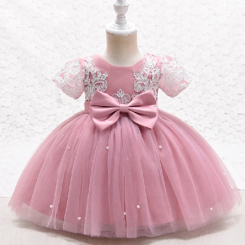 women's mini dressesGirl Formal Dress Toddler Communion Baptism Bow Flower Girl Dress Princess Party Dress