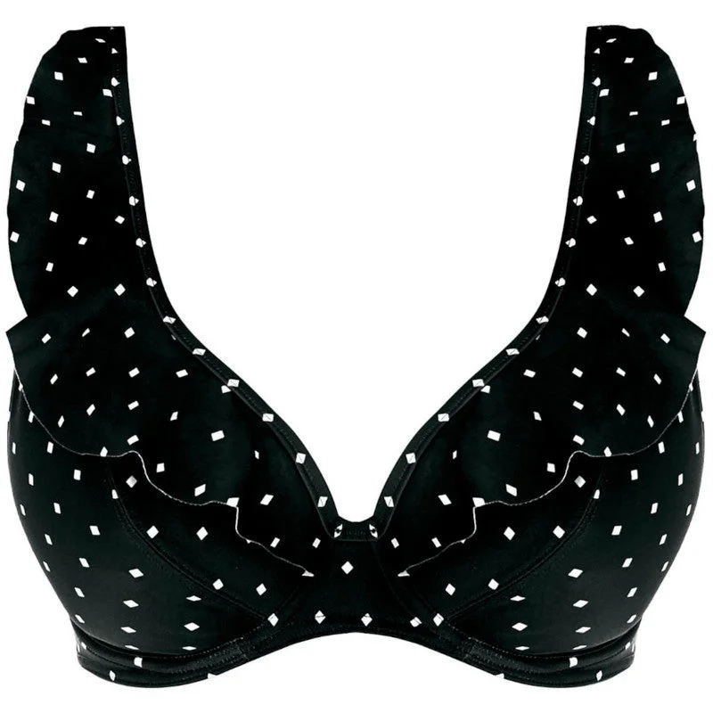 Triangle Bikini FemaleJewel Cove High Apex Bikini Top Black Diamond Print - Freya Swim