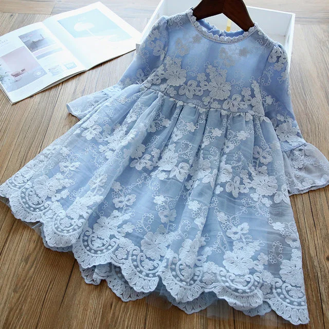 Prom DressToddler Girl Long Sleeve Embroidery Princess Birthday Party Christmas Dress