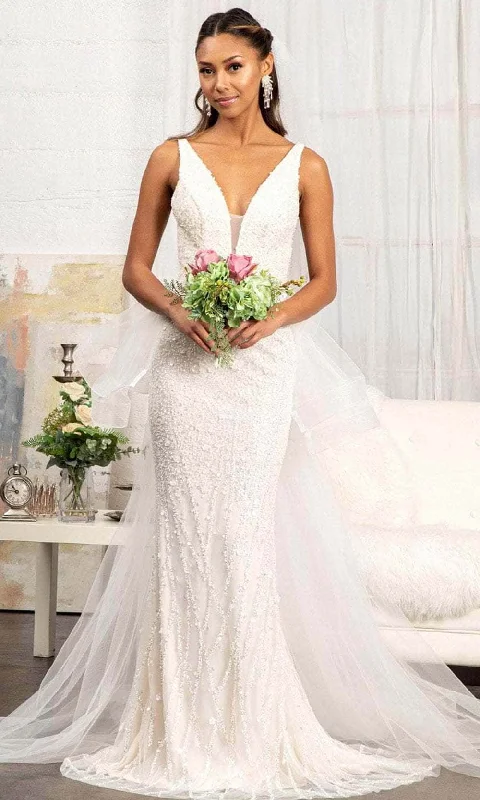 Beaded DressGLS by Gloria GL3014 - Sleeveless V-Neck Wedding Dress