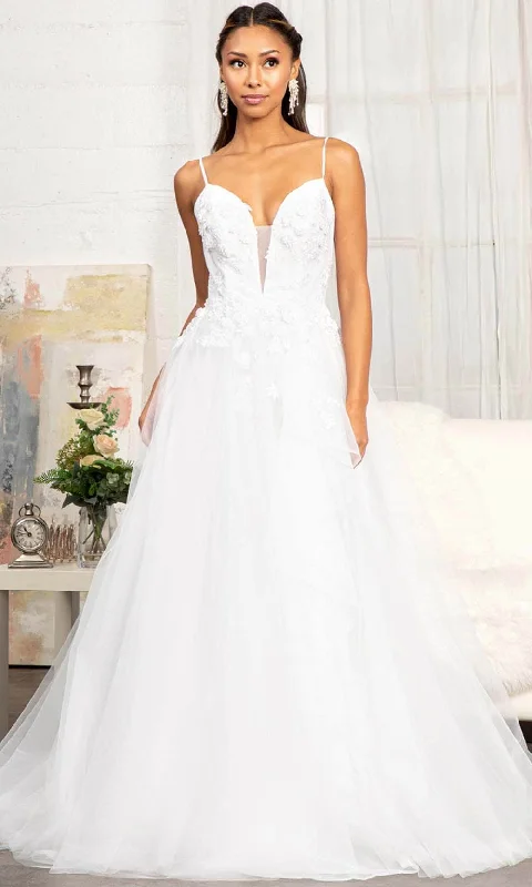 Laced-Up DressGLS by Gloria GL3013 - Sleeveless Plunging V-neck Wedding Gown