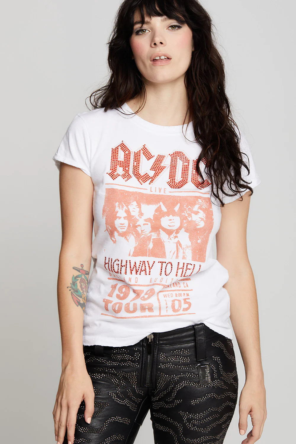 women's tops for those who want to make a fashion statementAC/DC 1979 Crystal Tee - White