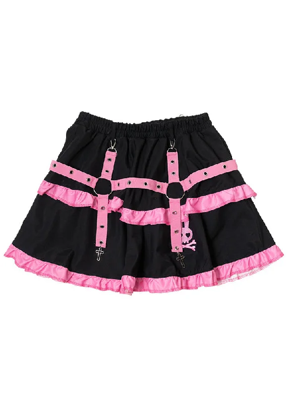 women's button-down high-slit skirts for weddingsBunny Dolls Punky Bunny Black Pink Lolita Skirt