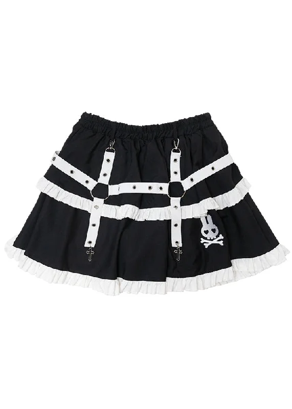 women's floral skirtsBunny Dolls Punky Bunny Black White Lolita Skirt