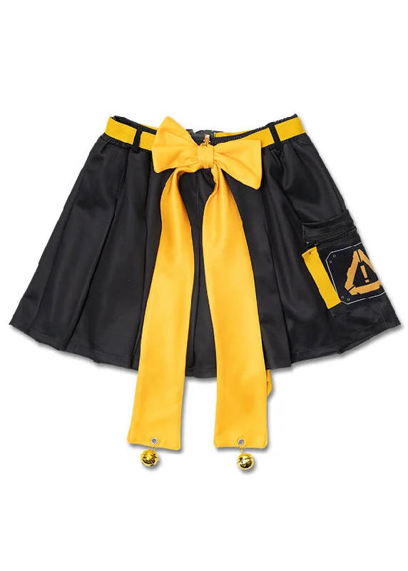 women's formal skirtsError Code Cyberpunk Tech Pleated Black Yellow Skirt