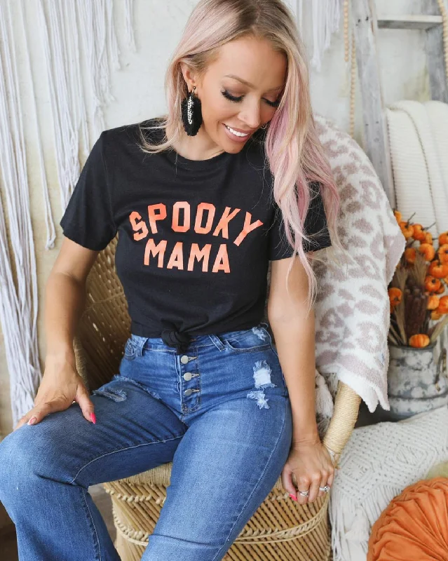 women's tops in solid colorsBlack "Spooky Mama" Graphic Tee