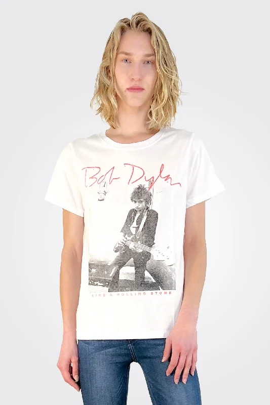 women's tops for those who appreciate subtle and muted tonesBob Dylan Rolling Stone Tee - White