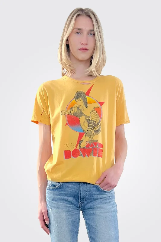 women's tops for fashion-conscious professionalsDavid Bowie 1973 Destroyed Tee - Gold