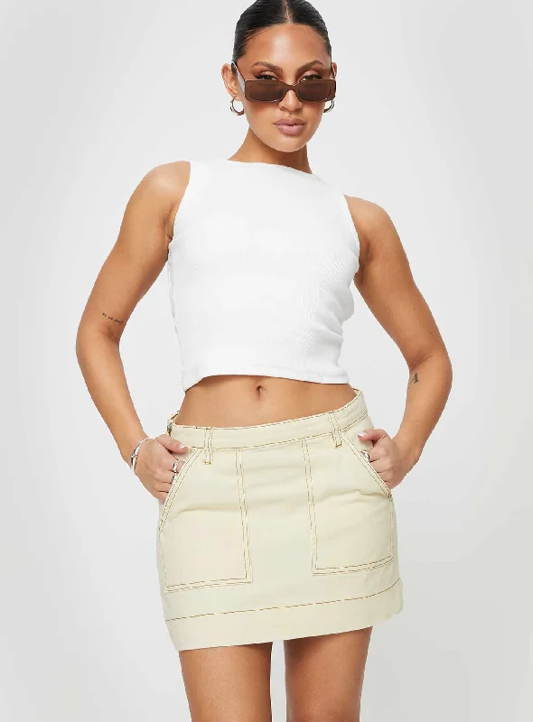 women's formal tiered skirtsHughes Mini Skirt Cream Denim