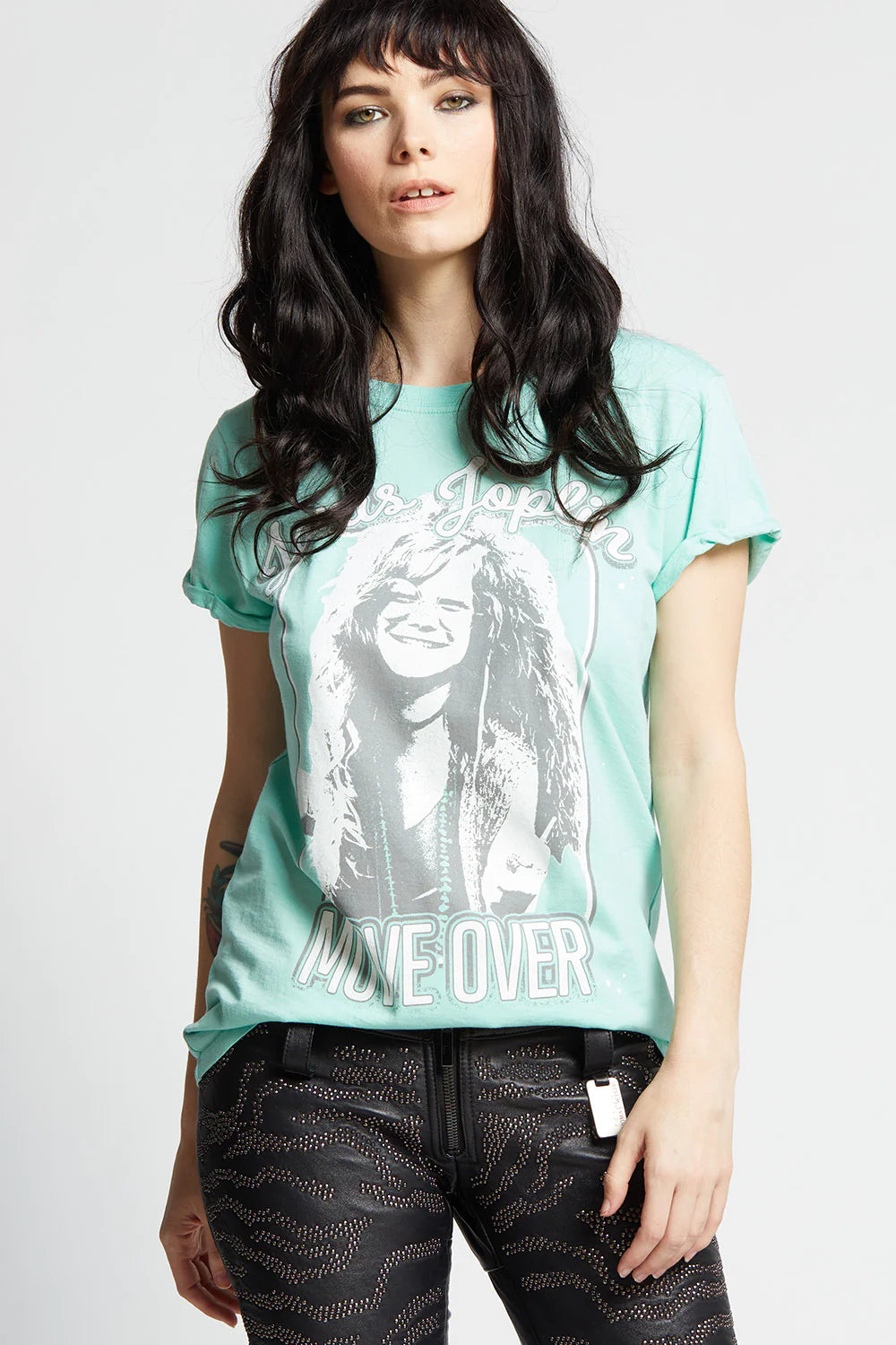 women's tops for those who prefer classic over trendy stylesJanis Joplin Move Over Tee - Mint