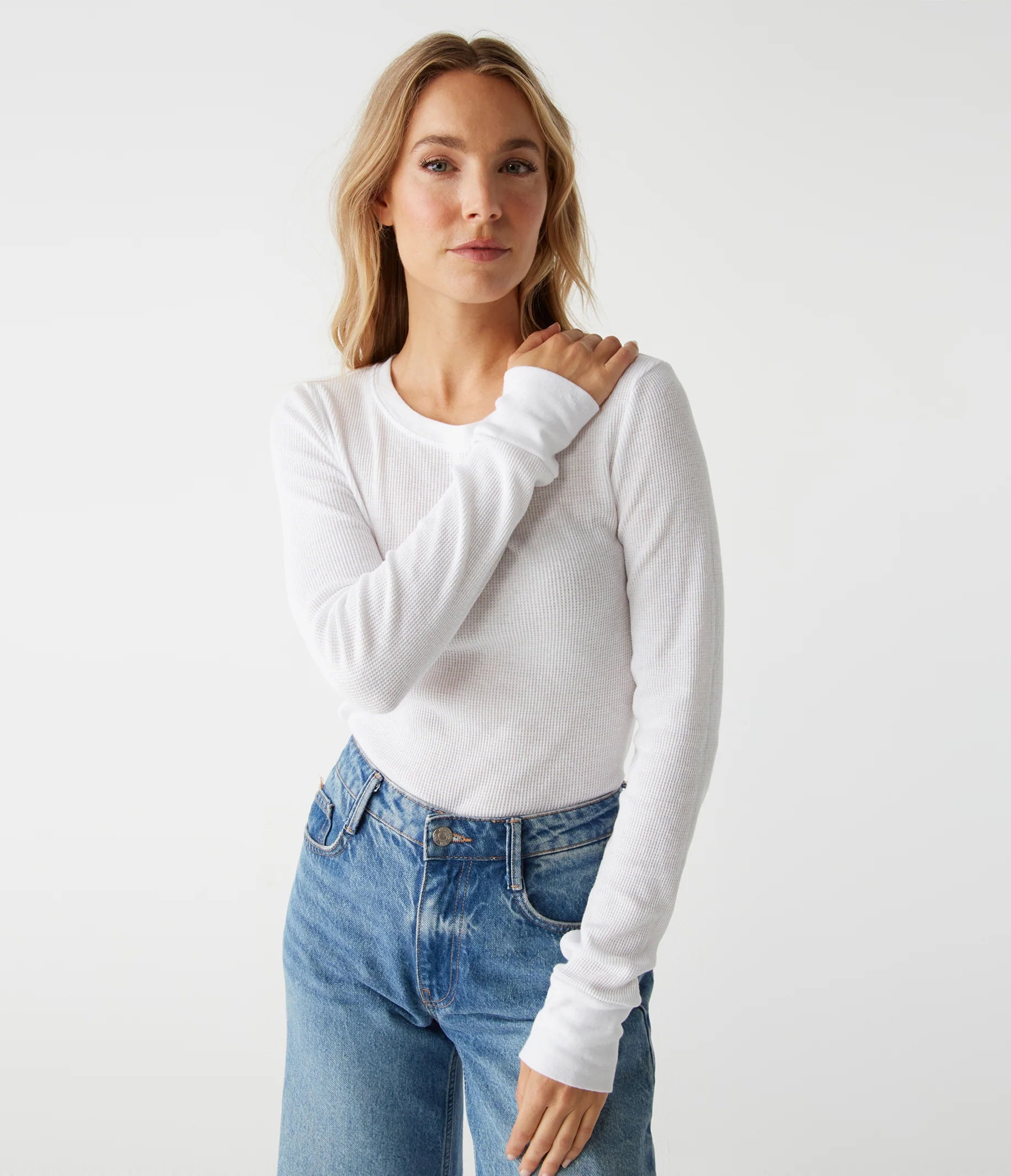 women's tops for those who want to add a touch of elegance and sophistication to their everyday wearJuliet Thermal Tee - White