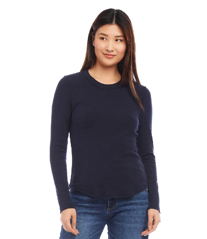 women's tops for those who want to add a bit of flair and personality to their looksLong Sleeve Crew Neck Tee