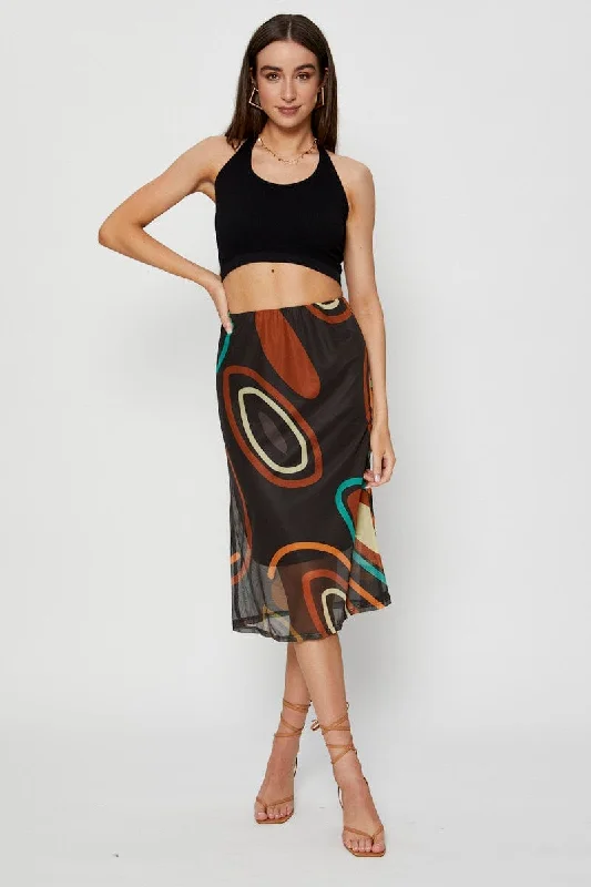 women's warm party skirtsMarble Print Mesh Fabric Slip Skirt