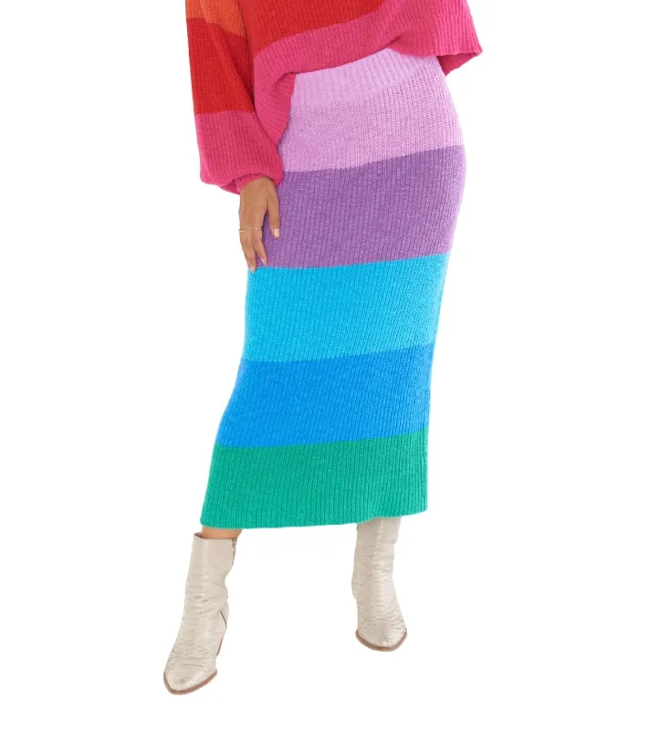 women's sustainable striped skirtsPippa Sweater Skirt In Sunset Stripe