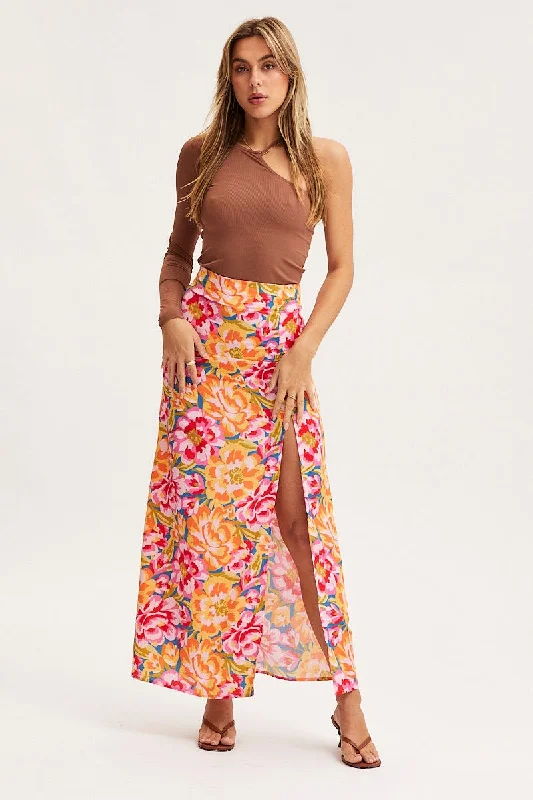 women's work skirtsPrint Maxi Skirt High Rise