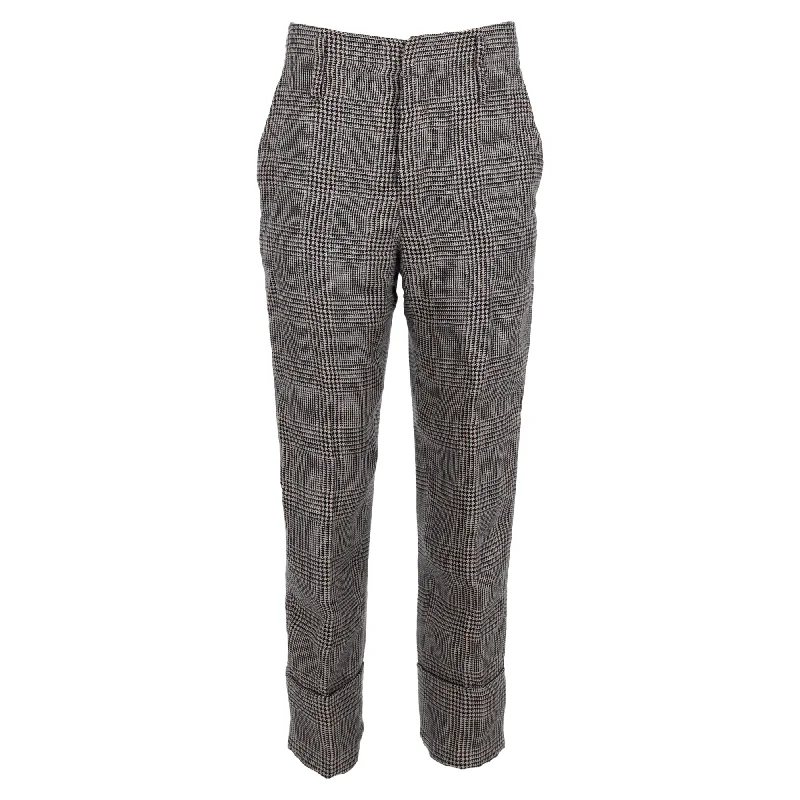 women's ankle-length pantsBrunello Cucinelli Houndstooth Pants in Multicolor Linen