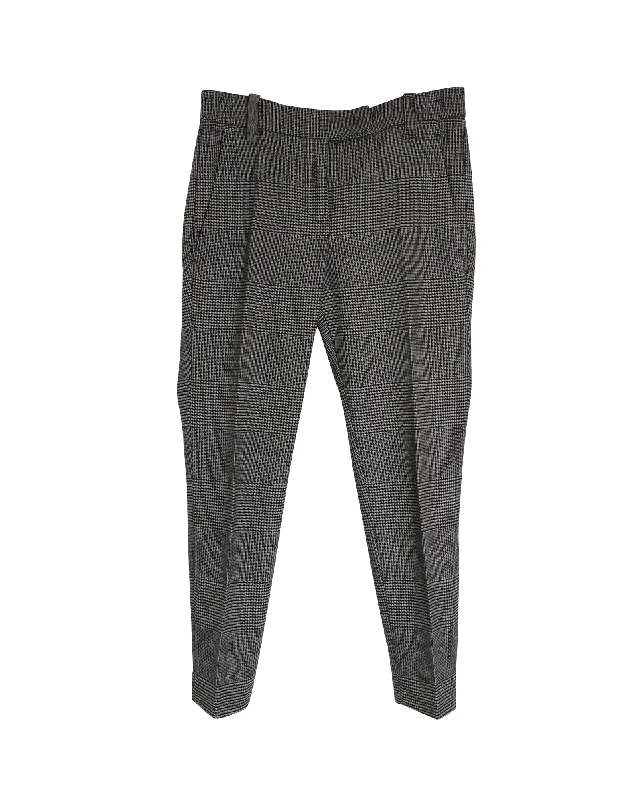 women's elegant pantsBrunello Cucinelli Prince of Wales Trousers in Grey Lana Vergine