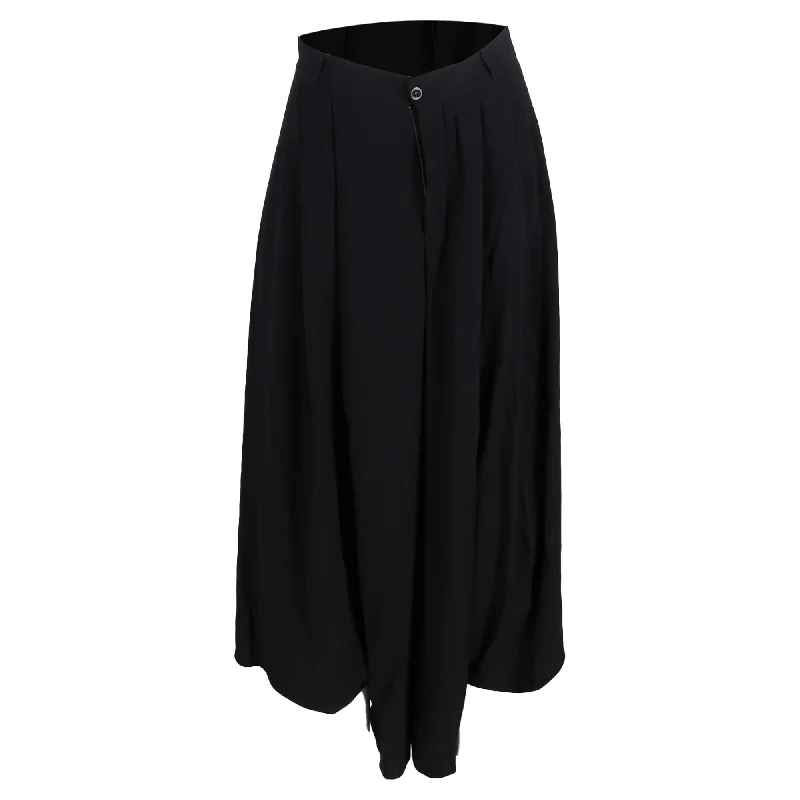 women's vintage pantsChloé Asymmetrical High-Waisted Wide-Leg Trousers in Black Wool