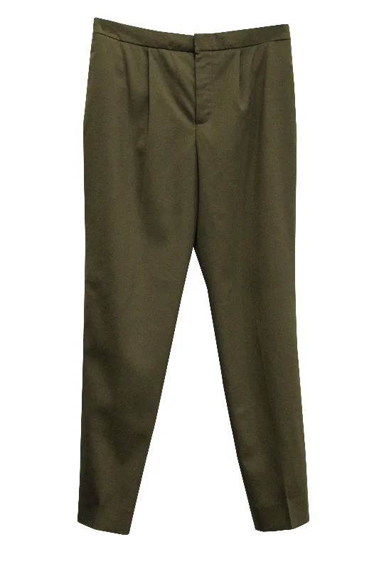 women's plus-size pantsChloé Tapered Pants in Khaki Green Wool