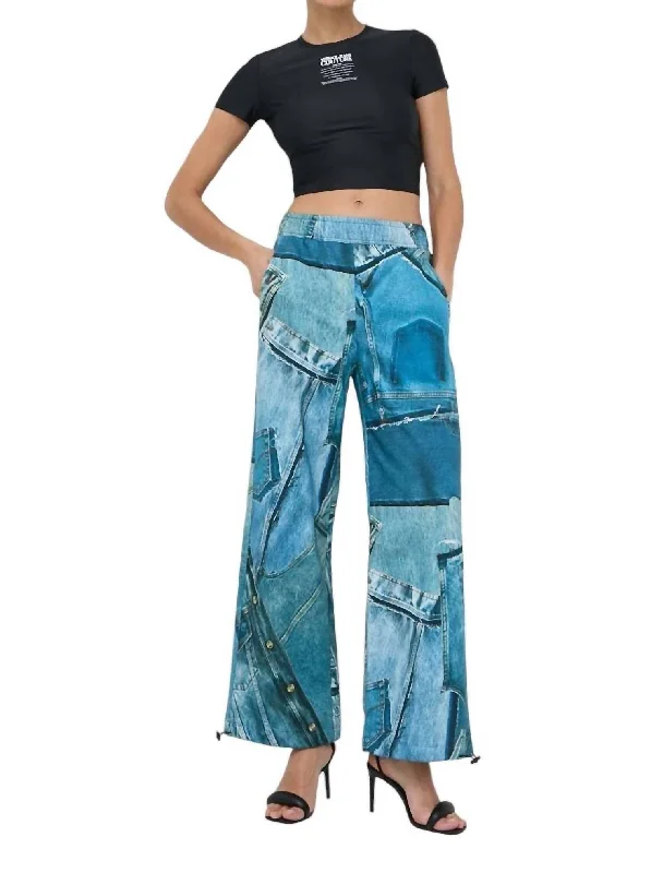 women's cropped pantsDenim Print Gympants In Bonnie Light Blue