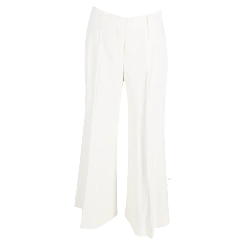 women's sophisticated pantsKhaite High-Waisted Bell Pants in White Wool