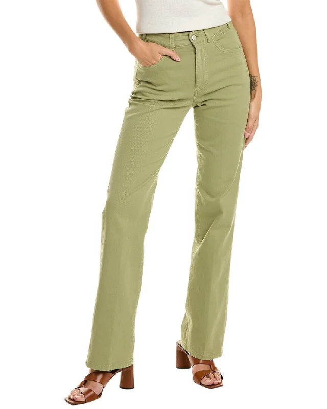 women's wool pantsLoro Piana High-Rise Green Straight Leg Jean