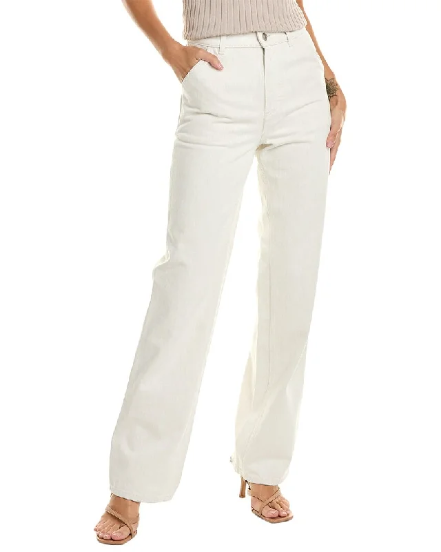 women's corduroy pantsLoro Piana Releigh High-Rise White Straight Leg Jean