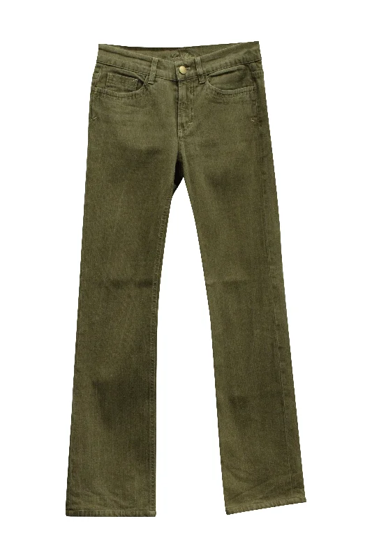 women's winter pantsLoro Piana Straight Leg Pants in Green Cotton