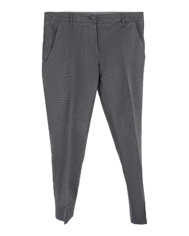 women's convertible pantsMiu Miu Straight Leg Trousers in Grey Cotton