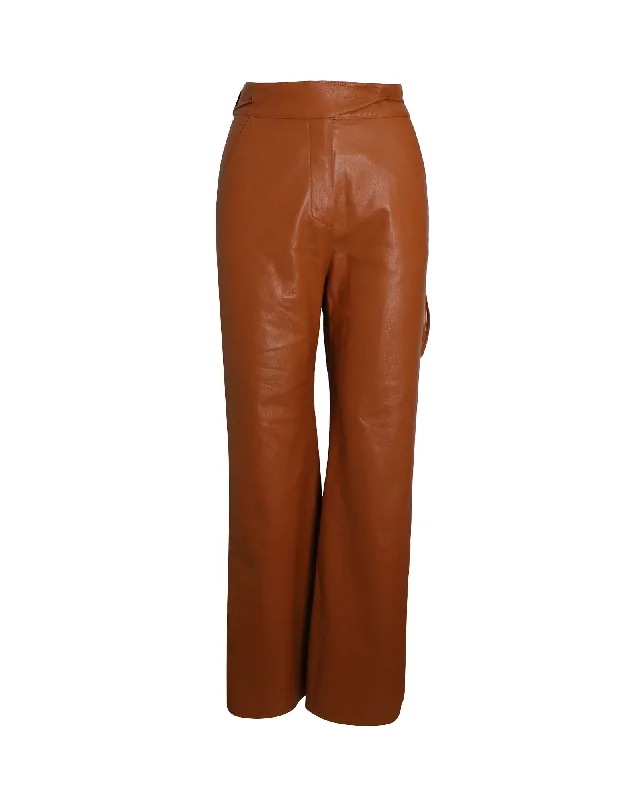 women's warm pantsNanushka Flared-Leg Trousers in Bown Polyurethane