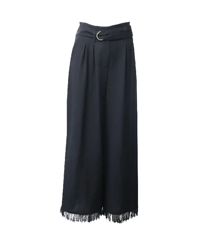 women's retro pantsNanushka Wide Leg Trousers with Belt in Black Triacetate