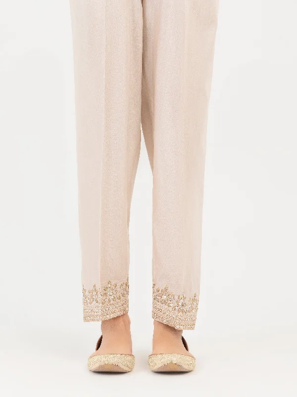 women's breathable pantsRaw Silk Trouser-Embroidered (Pret)