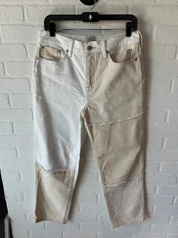 women's slim-fit pantsPants Wide Leg By J. Crew In Tan & White, Size: 6