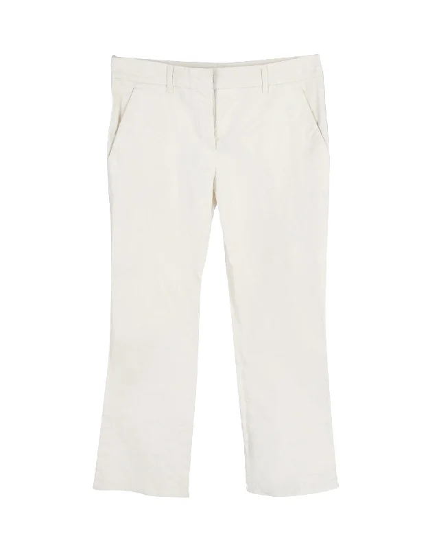 women's drawstring pantsPrada Trousers in White Cotton