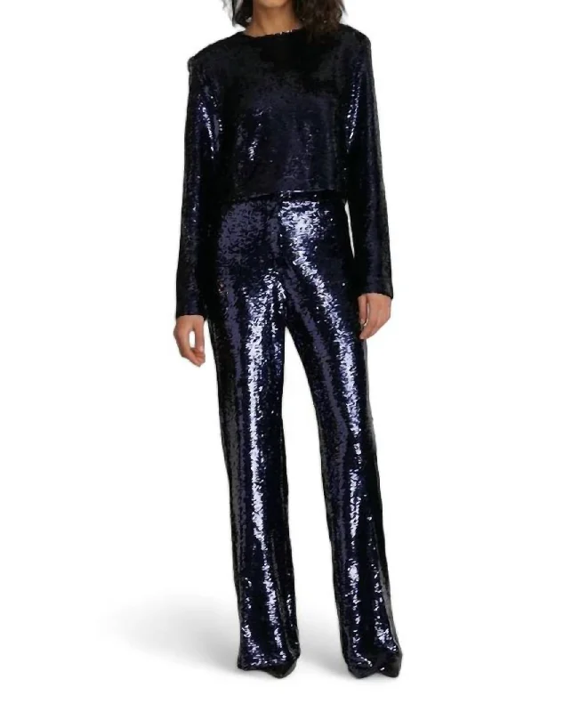 women's affordable pantsSequin Roll Top & Rock Pant 2 Piece Set In Sapphire Sequin