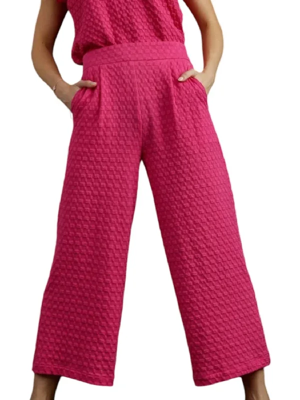 women's classic pantsaSquare Jacquard Wide Pants In Hot Pink