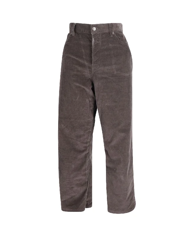 women's affordable pantsThe Row High-Waisted Straight Pants in Brown Cotton