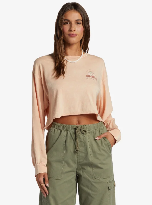 long-sleeved women's topsPalm Arcana Cropped Oversized Long Sleeve T-Shirt - Salmon