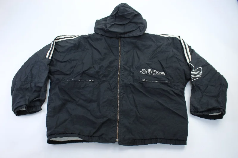 women's coats for winter sports enthusiasts80's Adidas Black & White Striped Jacket