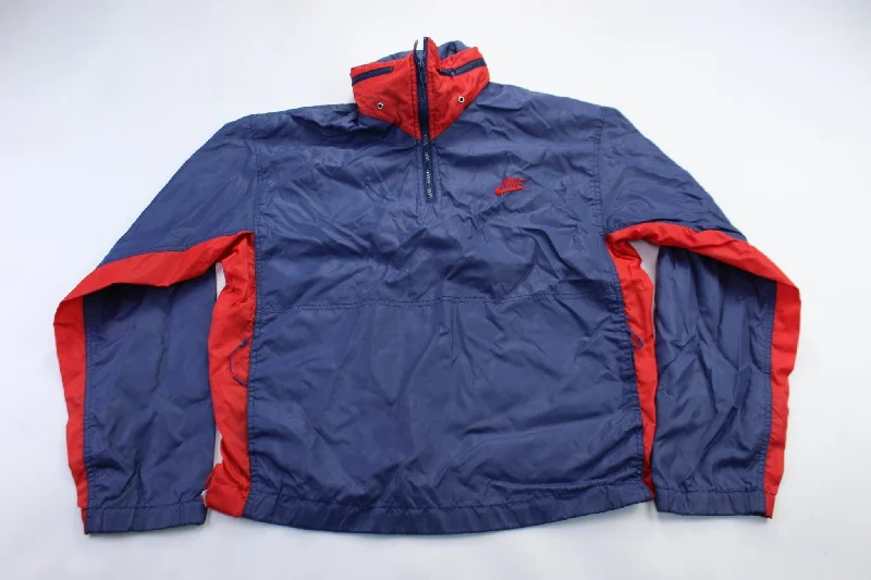 women's coats for special occasions and everyday elegance80's Nike Embroidered Logo Navy Blue & Red Jacket