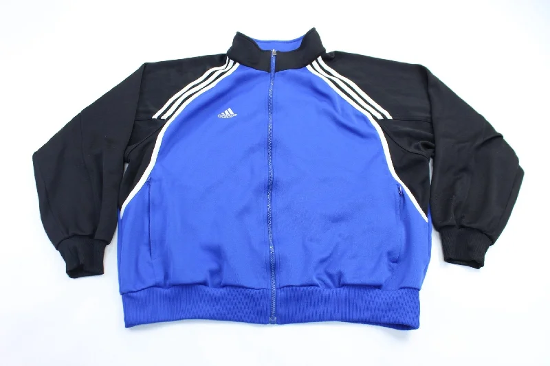 women's coats for those who value both style and comfortAdidas Embroidered Logo Black & Blue Striped Track Jacket