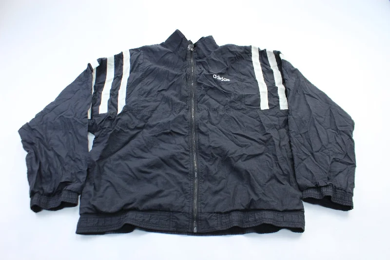 women's coats for fall and winter transitionsAdidas Embroidered Logo Black & White Striped Jacket