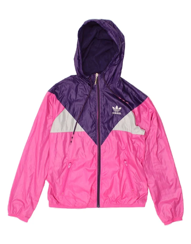 women's coats for those who refuse to compromise on styleADIDAS Womens Graphic Hooded Rain Jacket UK 8 Small Pink Colourblock