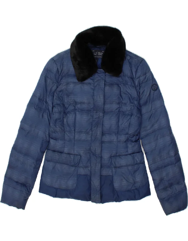 women's coats for rainy weatherARMANI JEANS Womens Padded Jacket US 8 Medium Blue Polyamide